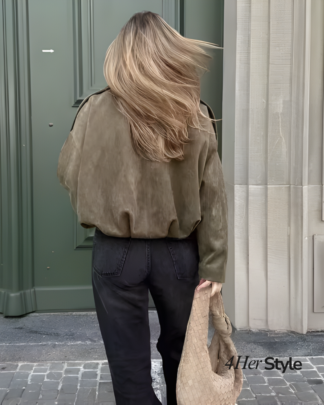 Oversized Suede Bomber Jacket