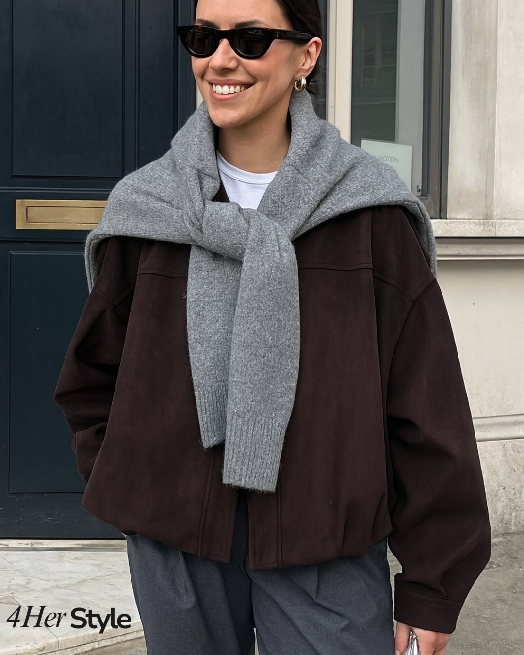 Oversized Suede Bomber Jacket