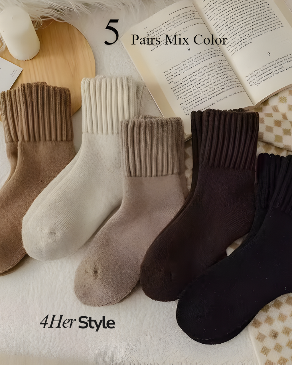 5 Pack - Neutral Crew Socks